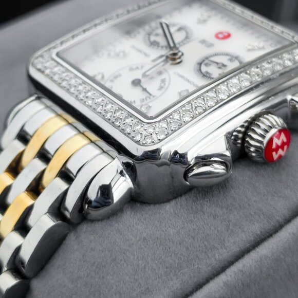 Michele Deco Diamond Dial Mother-of-Pearl White Chronograph SAME DAY SHIP! - Picture 3 of 8